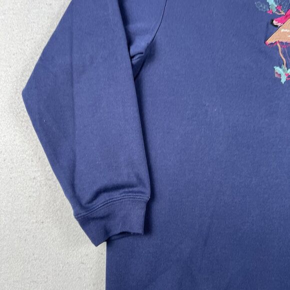 Vintage Grandma Sweater Womens Large Blue Cardinal Bird House Embroidered Collar - Picture 8 of 16